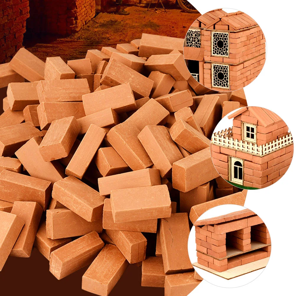 150 Pcs Mini Small Red Brick Miniature Scene Models Simulated Building Blocks Handmade Layout Decors Fake