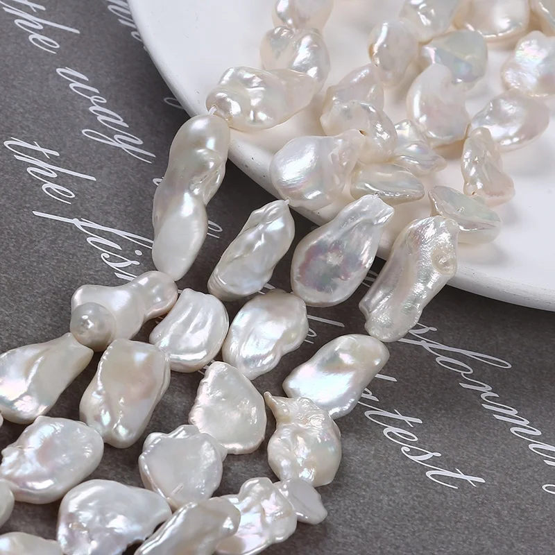 

Wholesale natural freshwater 14-15mm white keshi pearl straight drilled hole beads strand jewelry