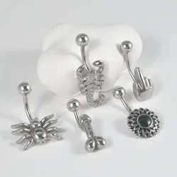 1PC Stainless Steel Spider Scorpion Punk Navel Piercing Studs Belly Button Rings Barbell Piercing Body Jewelry 14G