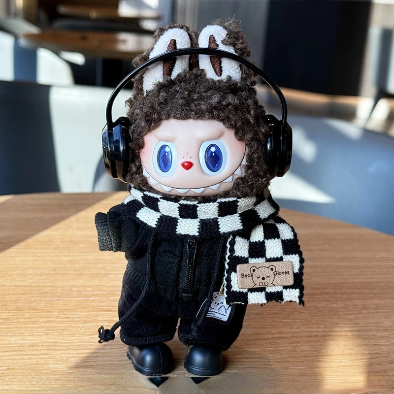 

Clothes For LABUBU 1st/2nd/3rd Gen 15/17cm High-Energy 3.0 Collection Doll Outfit Black Zip-Up Hoodie Jacket