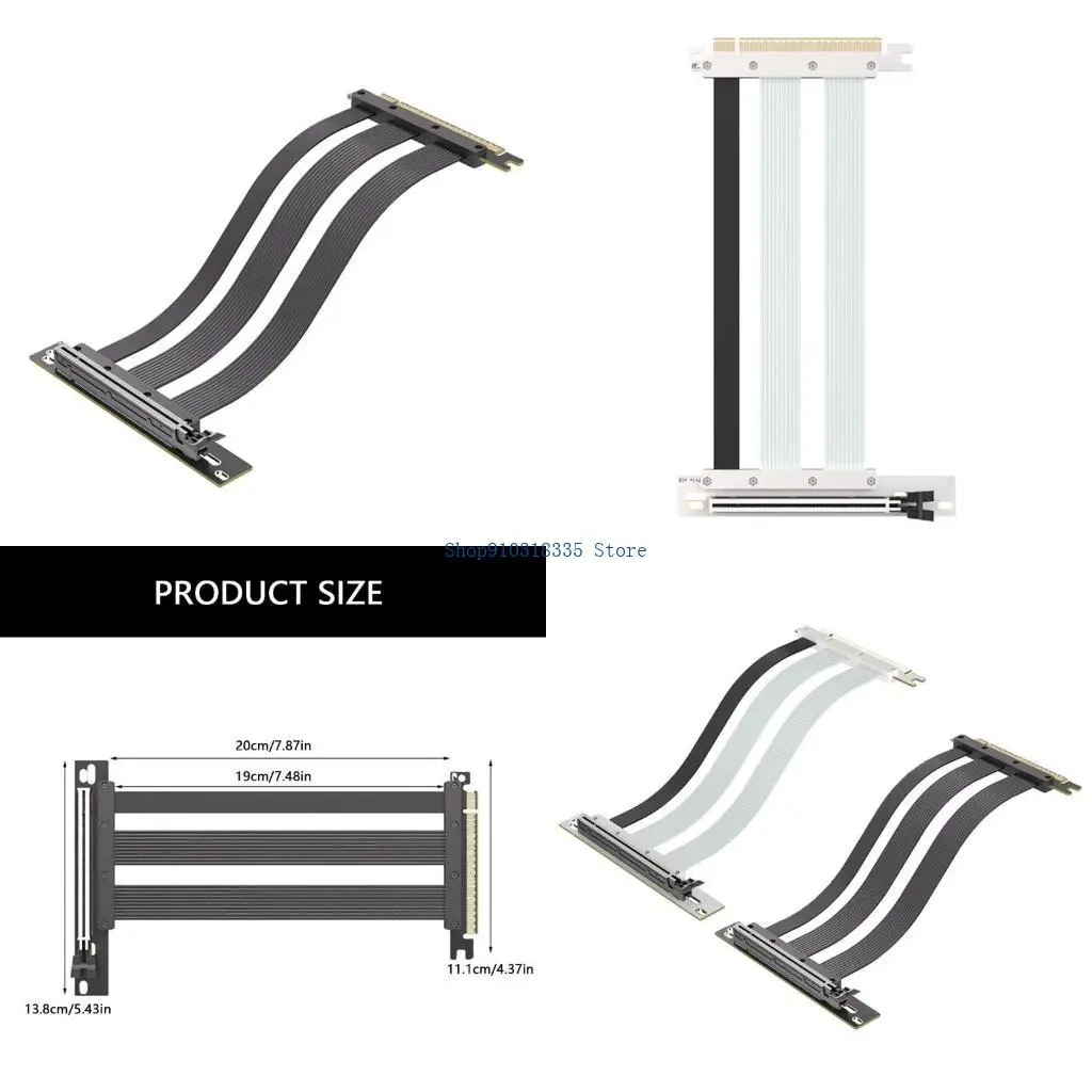 

PCIE5.0 X16 Risers Cable for Graphics, Highly Speed Flexible GPU Extender Risers Cable Extension 90Degree 64GB/s