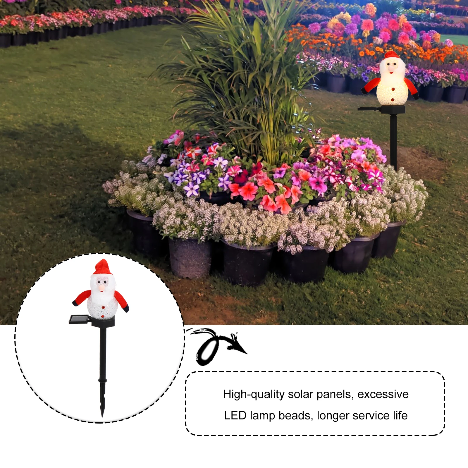 

Solar Christmas Lights Santa Claus Shape EVA Material Warm Tone for Lawn Garden Outdoor Decor
