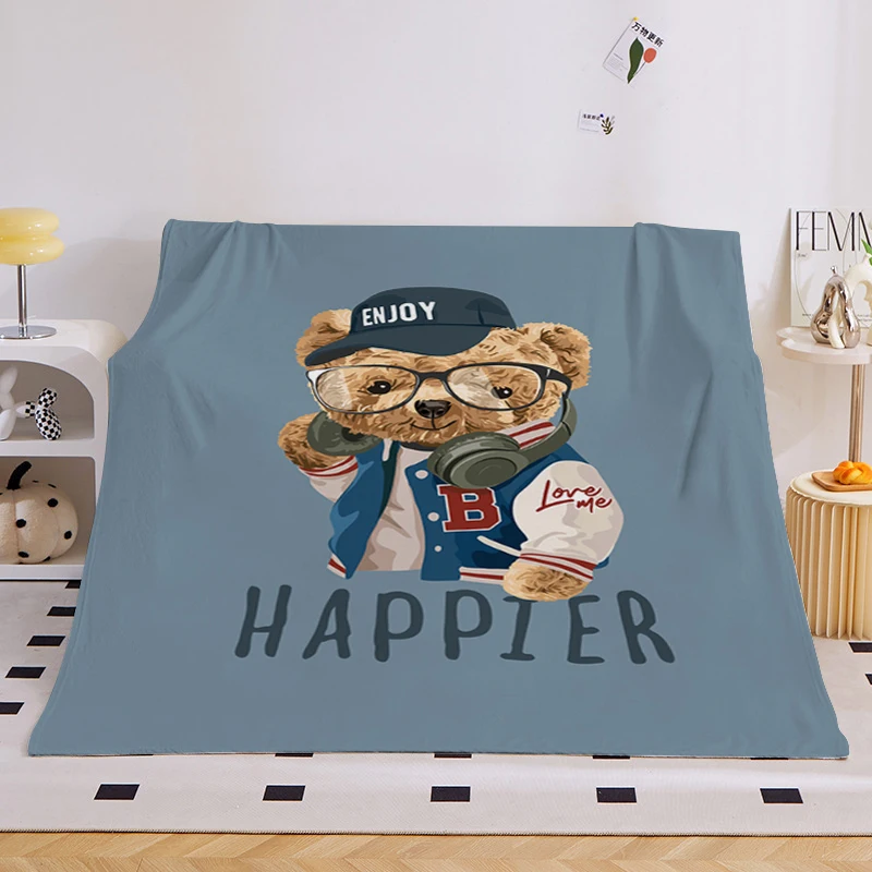 

Digital Print Fleece Blanket Sofa Winter Warm B-Teddy Bear Microfiber Bedding Bed Camping Nap Fluffy Soft Blankets King Size