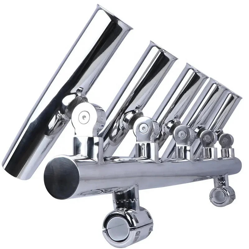 Adjustable 26mm-32mm Boat Fittings Multi-tube Polished 304/316 Stainless Steel Yacht Fishing Rod Bracket
