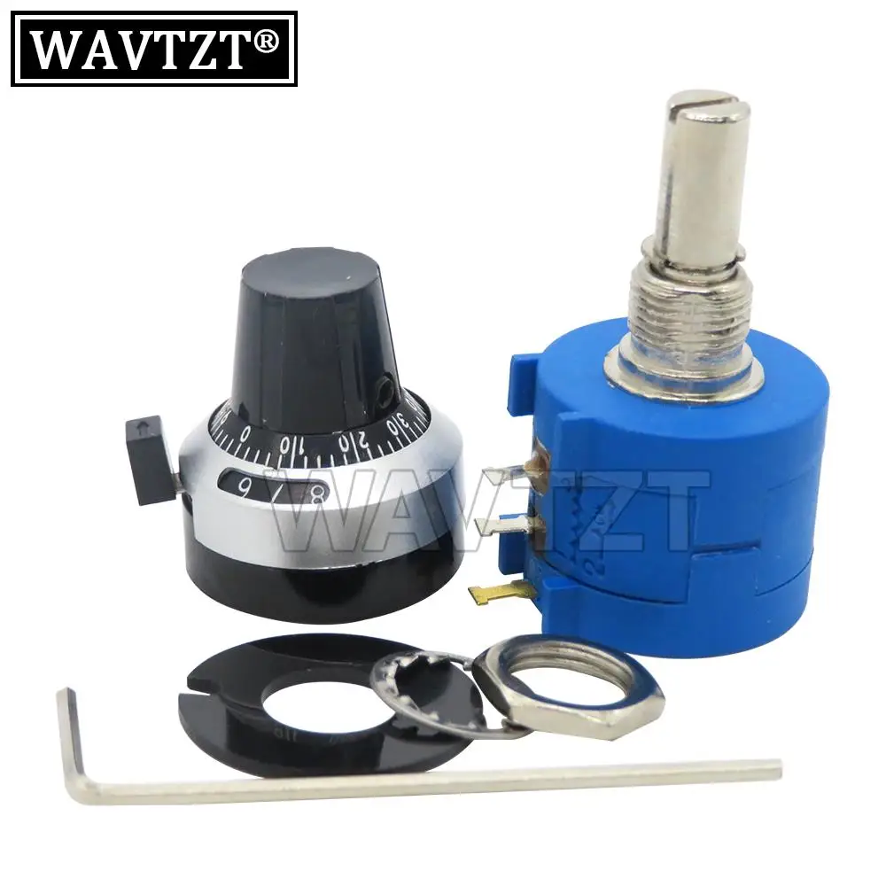 1Set 3590S 3590S-2 Precision Potentiometer+ Turns Dial Rotates 6.35mm Knob 3590 100R 200R 500R 1K 2K 5K 10K 20K 50K 100K Ohm