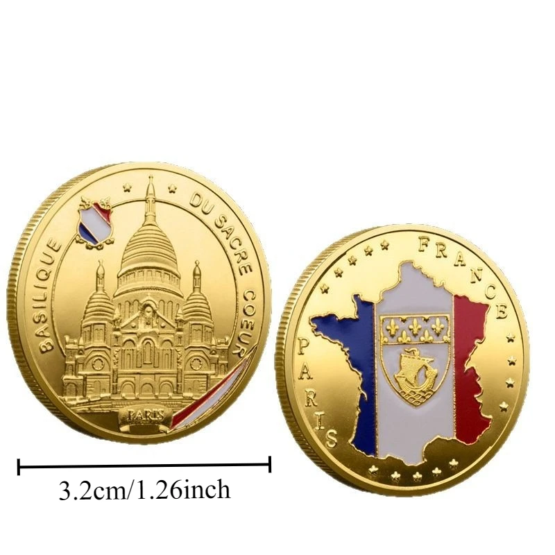 برج إيفل كاتدرائية نوتردام الفرنسية المطلية بالذهب تذكارية للعملة التذكارية #2