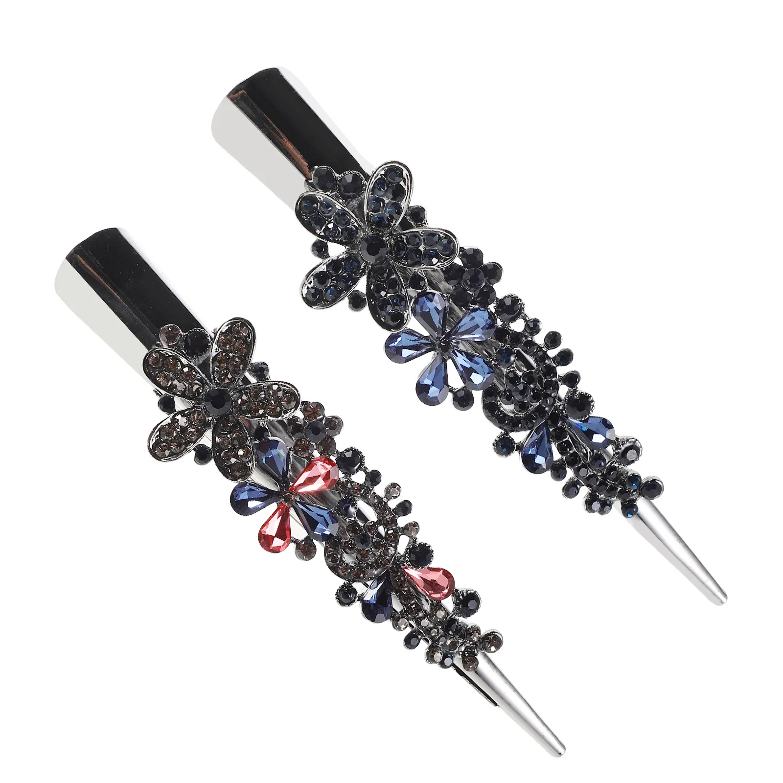 

2Pcs Rhinestone Hair Clips Crystal Flower Alligator Barrettes Elegant Non-Slip Large Decorative Hair Accessories for Weddings