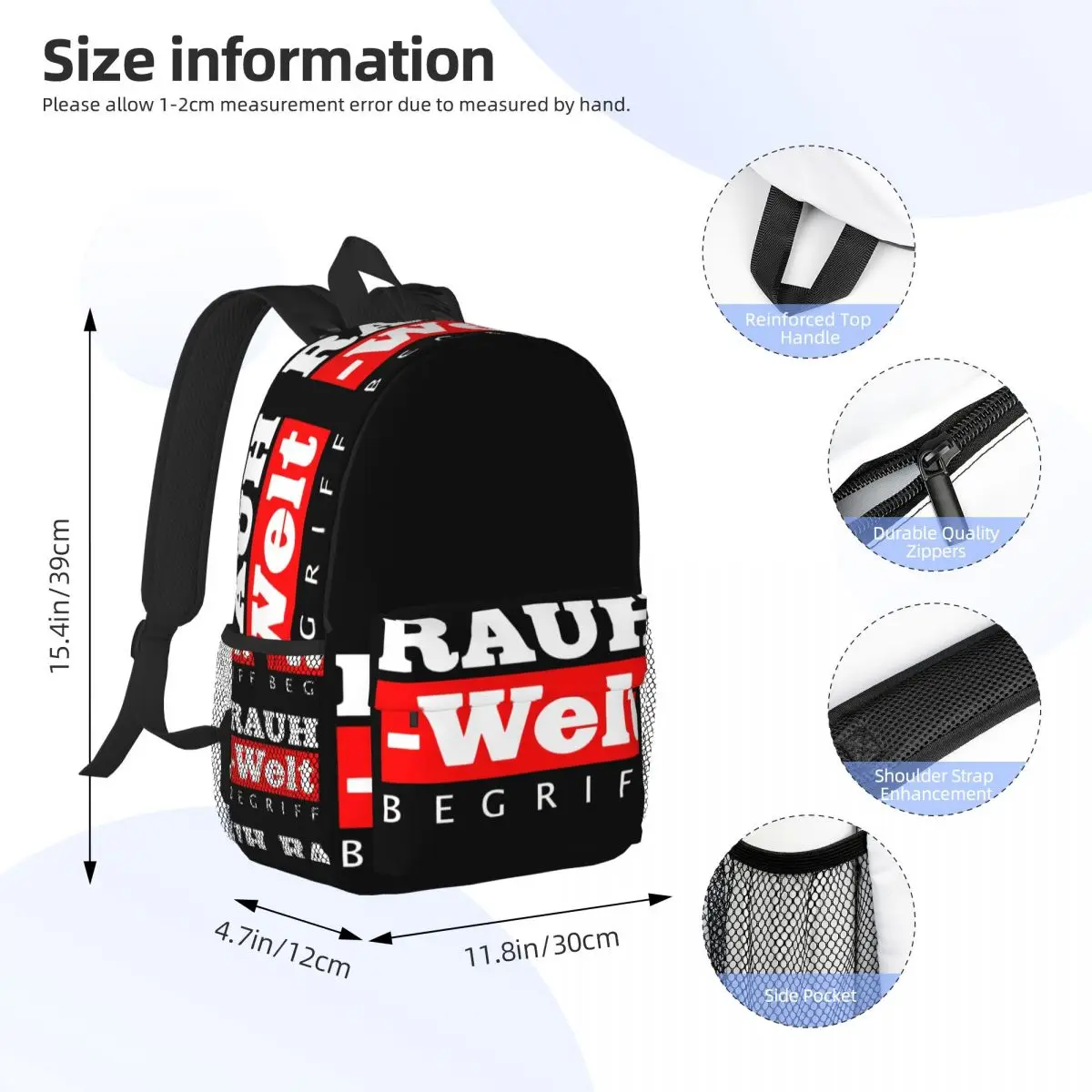 Rauh Welt begriff Logo Rucksack Middle High College School Student Bücher tasche