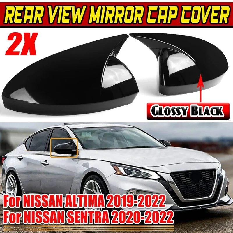 2X Car Side Rearview Mirror Cover Cap Mirror Shell Case Trim For Nissan Altima 2019-2022 Sentra 2020-2022 Mirror Cover