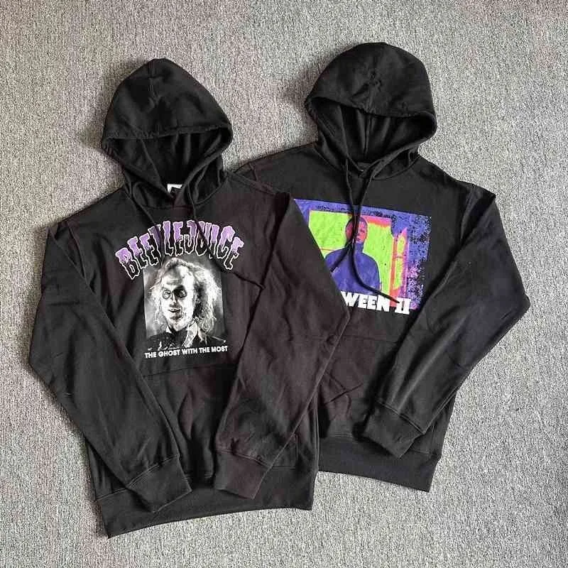 

2025 Halloween Fleece Hooded Sweatshirt, European and American Beetle Juice Printed Hoodie for Men and Women