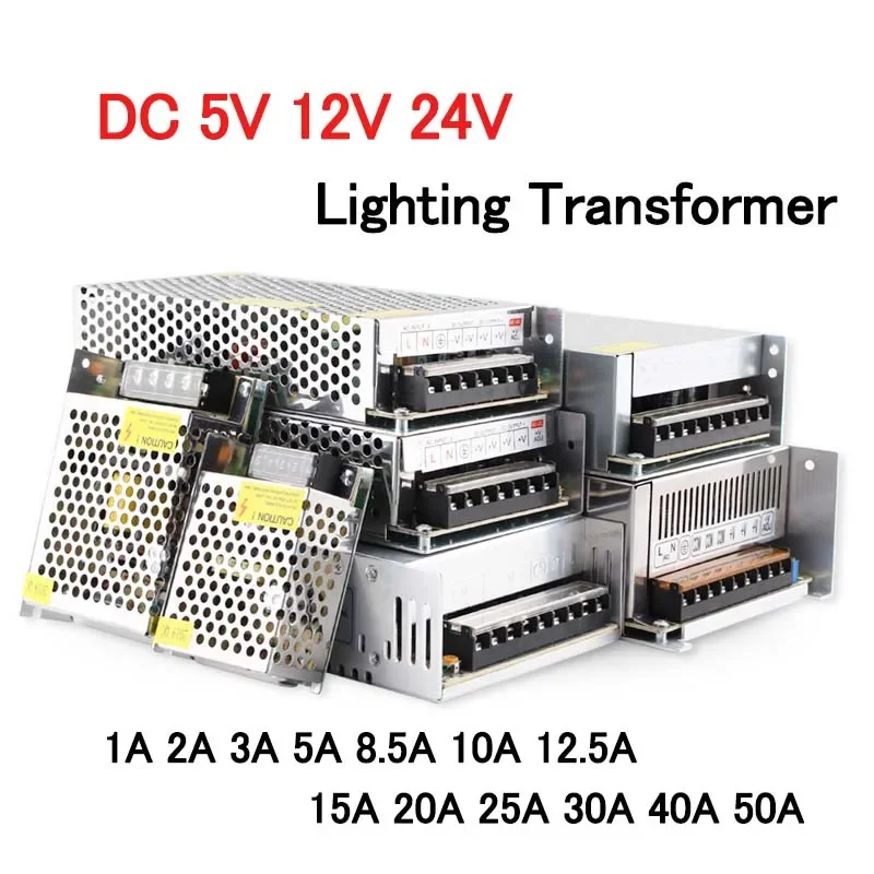 LED 조명 변압기 스위칭 전원 공급 장치, AC 110V ~ 220V ~ DC 5V 12V 24V, 1A 2A 3A 5A 10A 15A 20A 25A 30A 40A 50A LED 드라이버