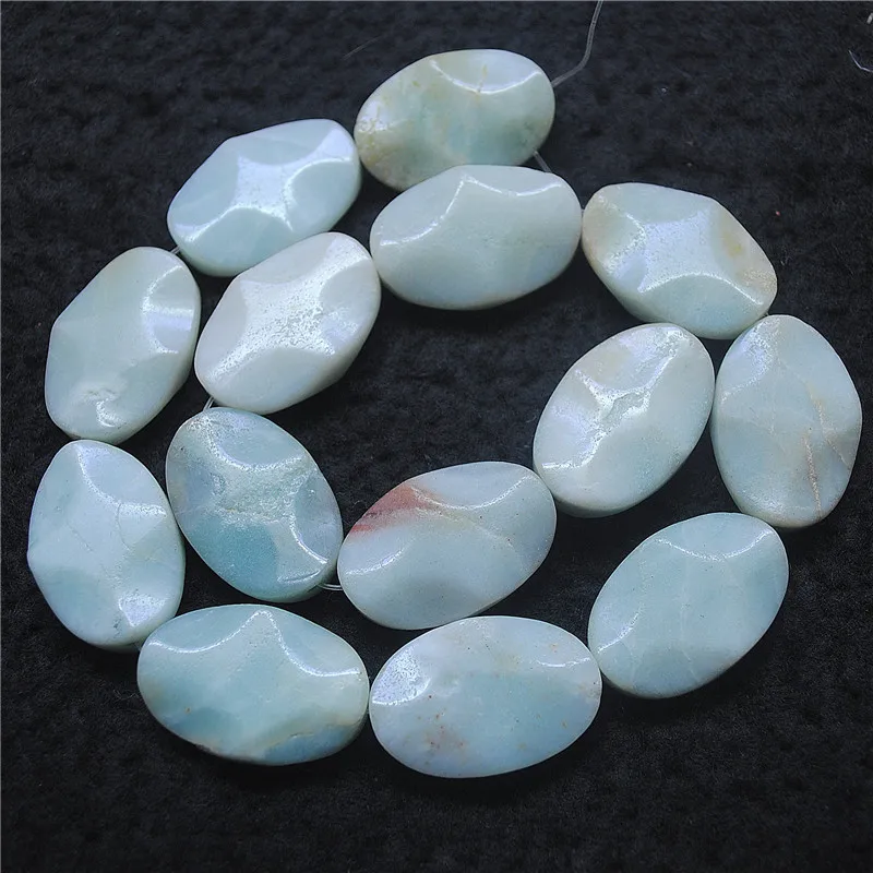 14 قطعة 20X30 مللي متر حجر امازونيتي الطبيعي فضفاض الخرز تويست شكل لتقوم بها بنفسك العثور على مجوهرات جيدة لارتداءك