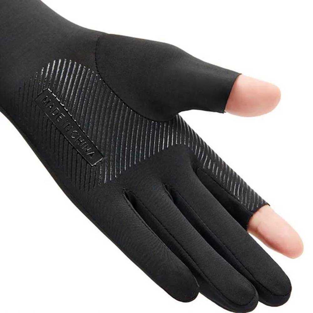 Mangas finas de hielo de medio dedo, dos dedos con protección solar expuesta, cubiertas de brazo largo de verano, poliéster transpirable