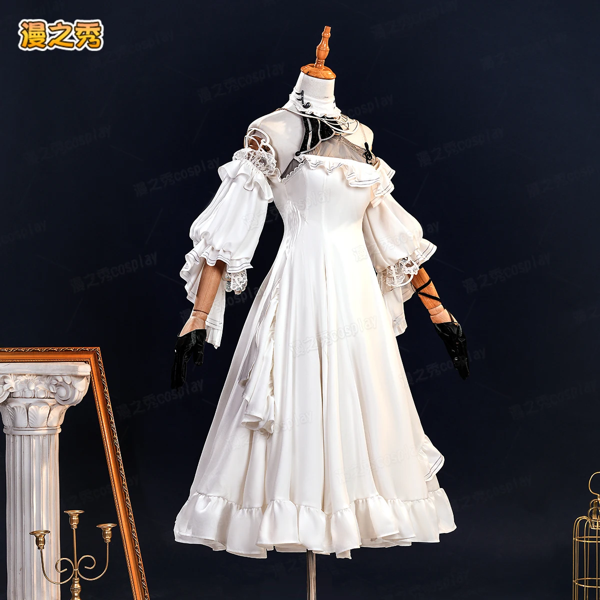 Game Wuthering Waves Phrolova Cosplay Costume Wig White Dress Earrings Headwear Fractsidus Cos For Women Girls Halloween Party - Image 3