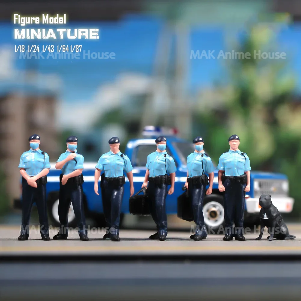 5/50 pçs caixa cega aleatória pintado miniaturas 1/64 1/87 reparador sexy beleza policial figuras da família boneca modelo cena brinquedos