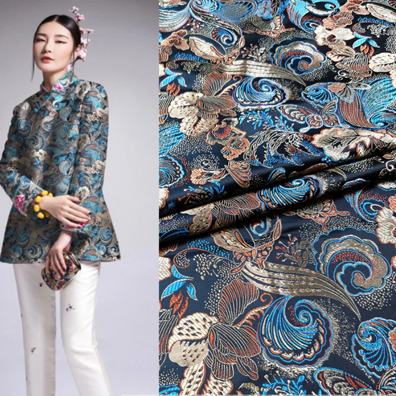 

Jacquard Tibetan Clothing Fabric Chinese National Style Clothing Stiff Windbreaker Hanfu Brocade Fabric Advanced Custom Diy Sew