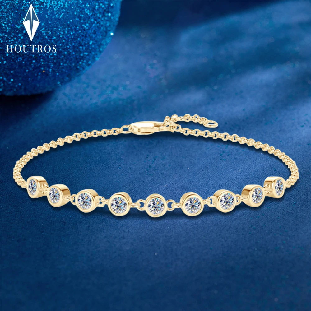 bolha moissanite pulseira de diamante para mulheres pulseiras ajustaveis 925 joias de prata esterlina cor d mm 01