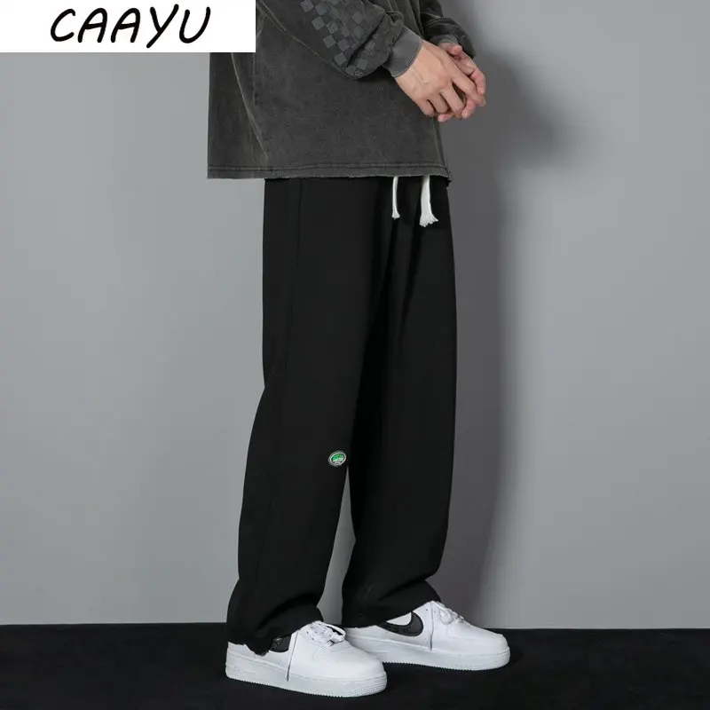 CAAYU-Moletom japonês masculino, calças esportivas grandes, streetwear casual, corredores esportivos, tamanho grande, preto