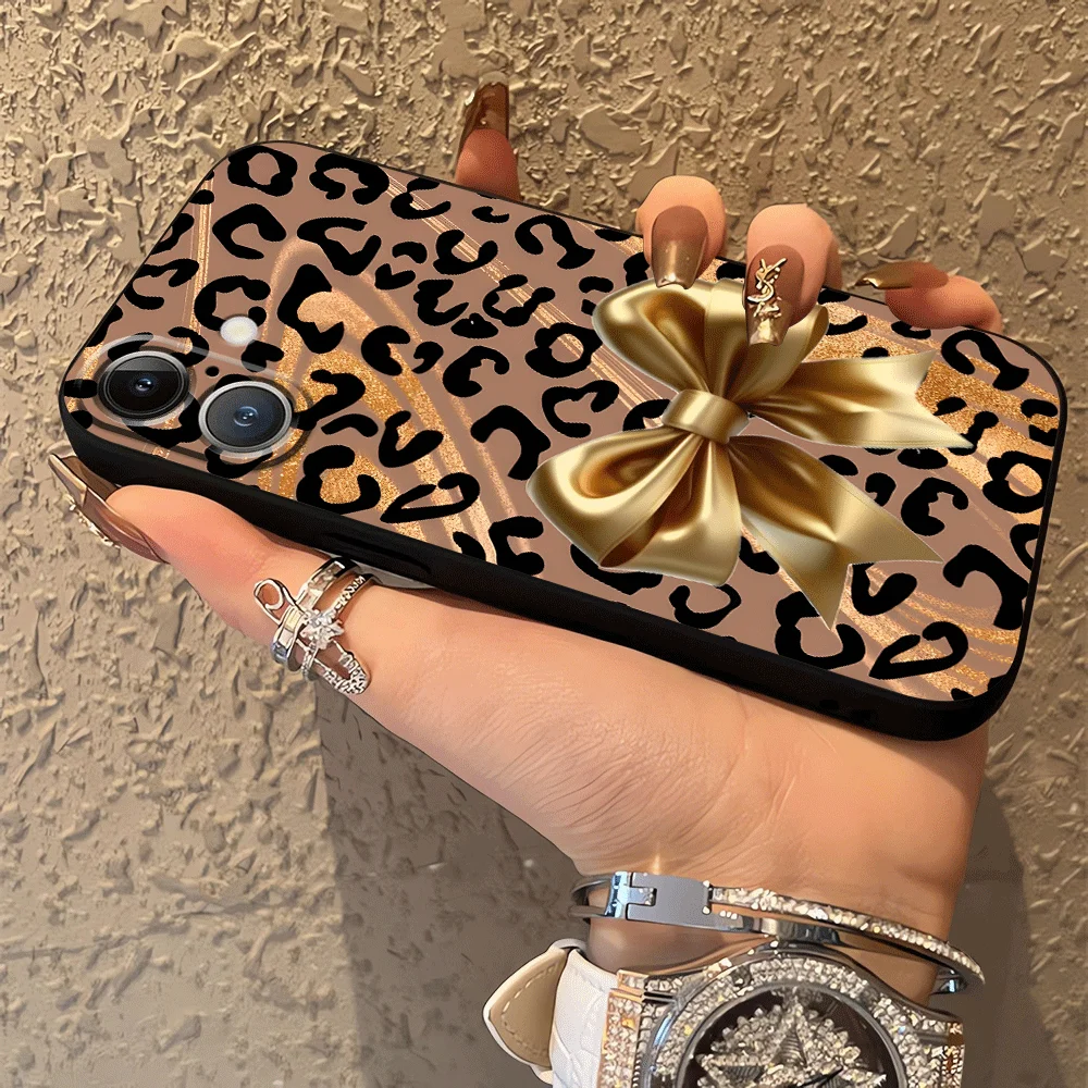 حافظة لهاتف آيفون XR 7 8 17Air XS Max 13 12 11 17 Pro Max 15 16 14 Plus قوس بطبعة الفهد