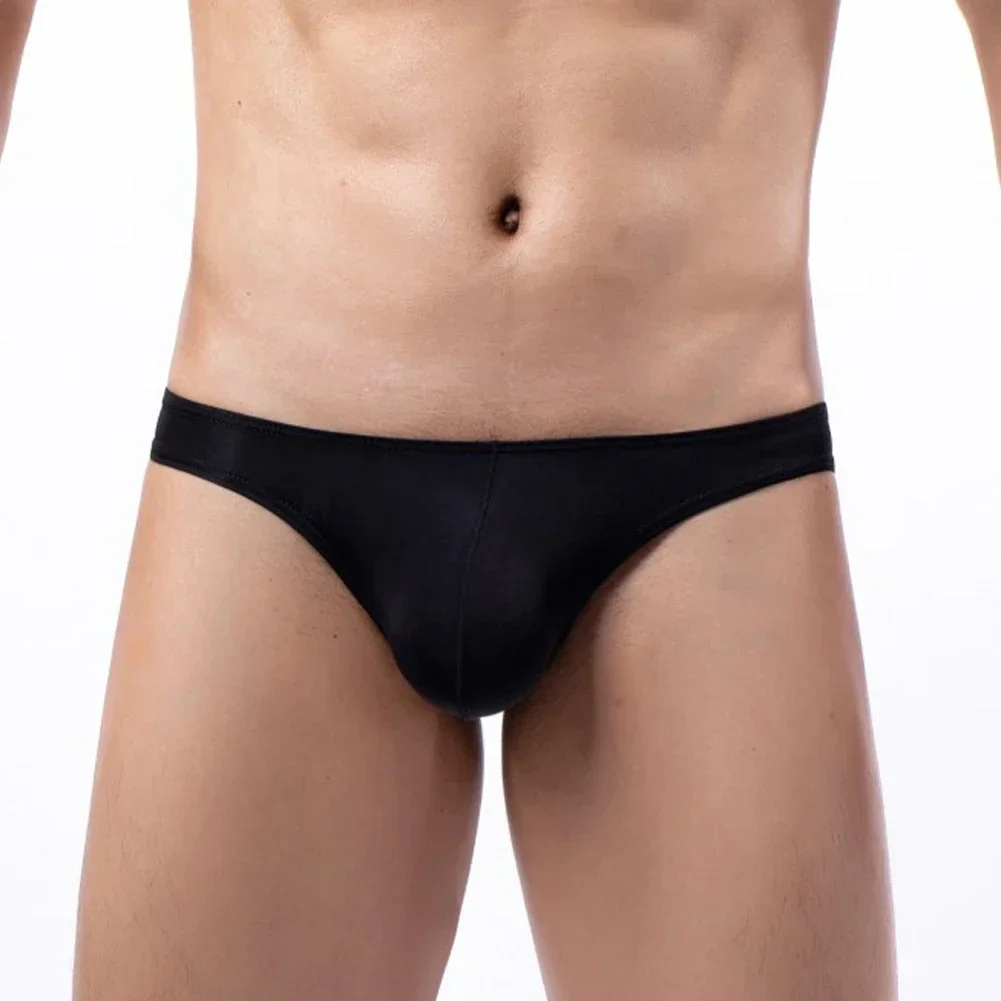 

1pc New Men's Sexy Ice Silk Briefs Solid Color Bikini Lingerie Thongs Underwear U-Convex Pouch Brief Shorts Man Panties