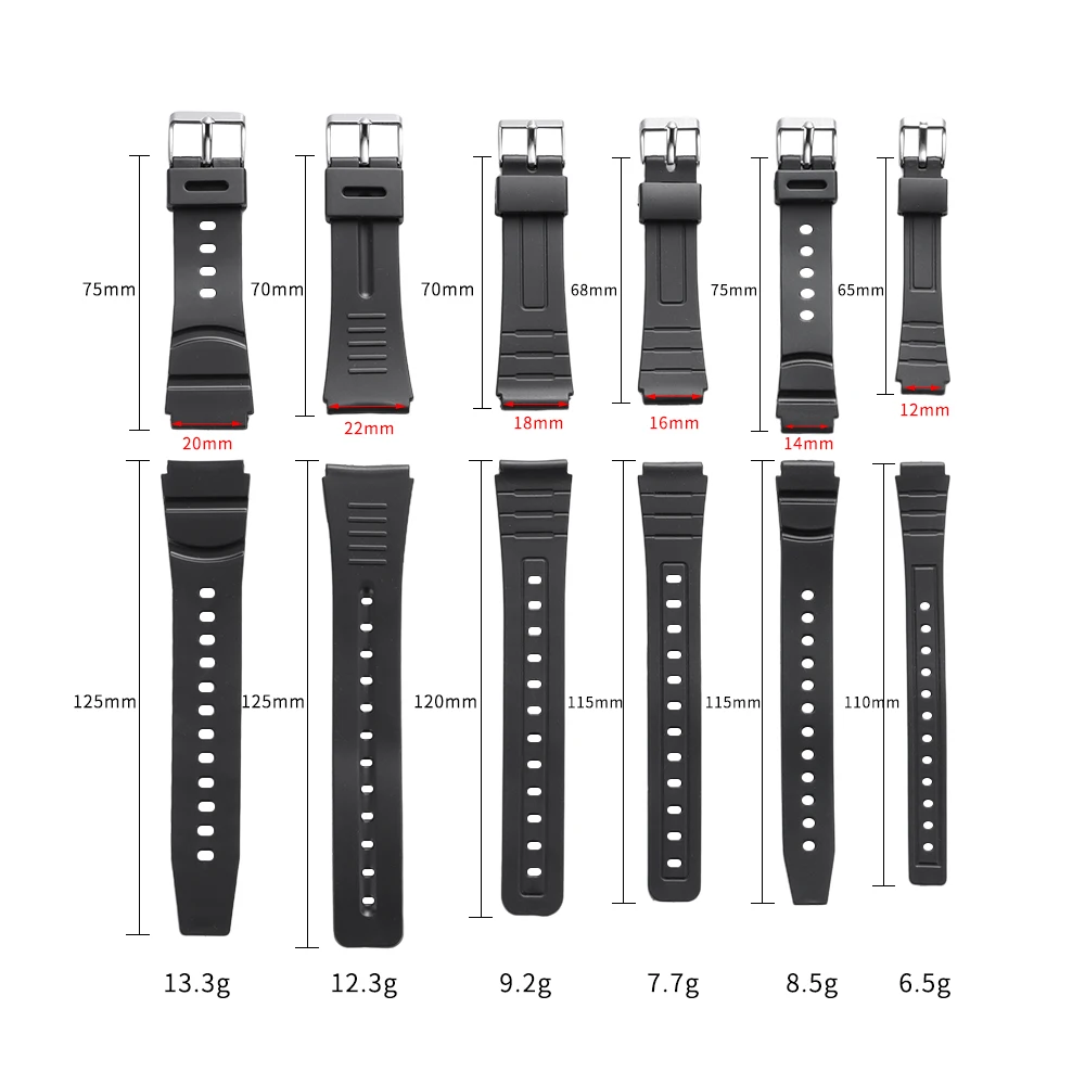 12 14 16 18 20 22mm Silicone Strap for CASIO W800H SGW400 Resin Watch Band for F84 F91W AE1200/1300 A158/168 F105/108 Bracelet view 6