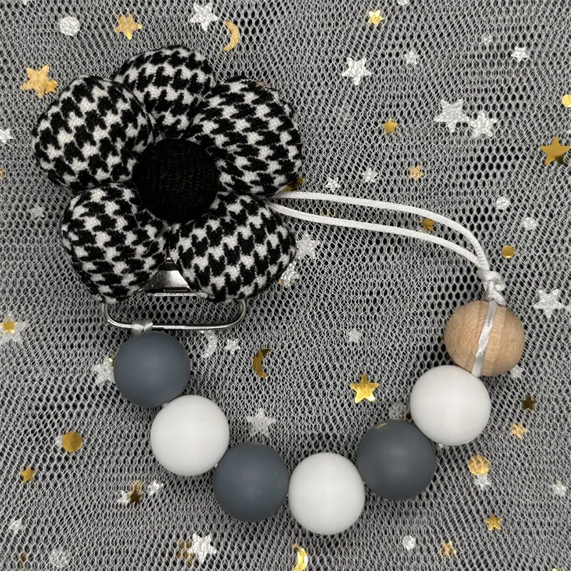 Babyaccessoires Pasgeboren producten Keten Fopspeenclip Jute Bloem Anti Drop Chain Fopspeen Bijtring Clip Siliconen Kinderen Cadeau