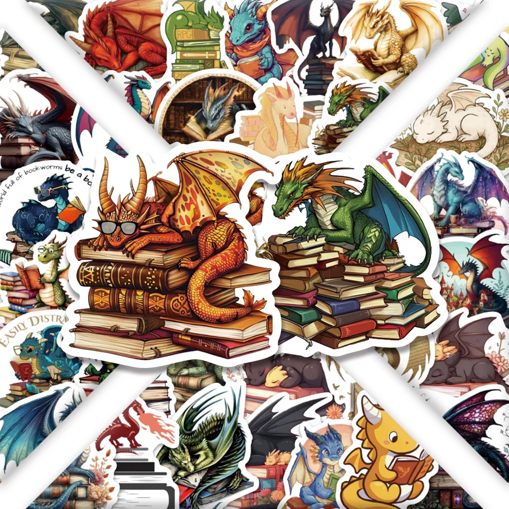 50PCS Bibliothekar Drachen Cartoon Bild Graffiti Dekorative Koffer Wasser Tasse Skateboard Gitarre Wasserdichte Aufkleber Kinder Spielzeug