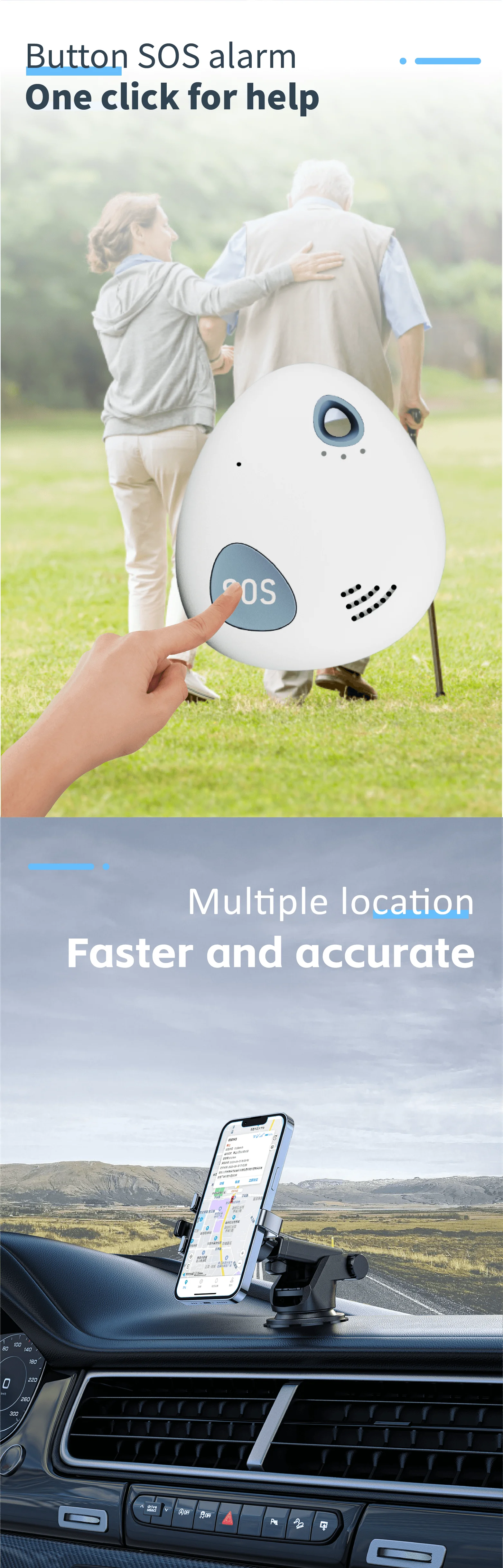 Smart Personal GPS Tracker Waterproof Anti-Lost GPS Tracker SOS Alarm APP Remote Control Dual SIM Card Support GSM/WIFI/GPRS