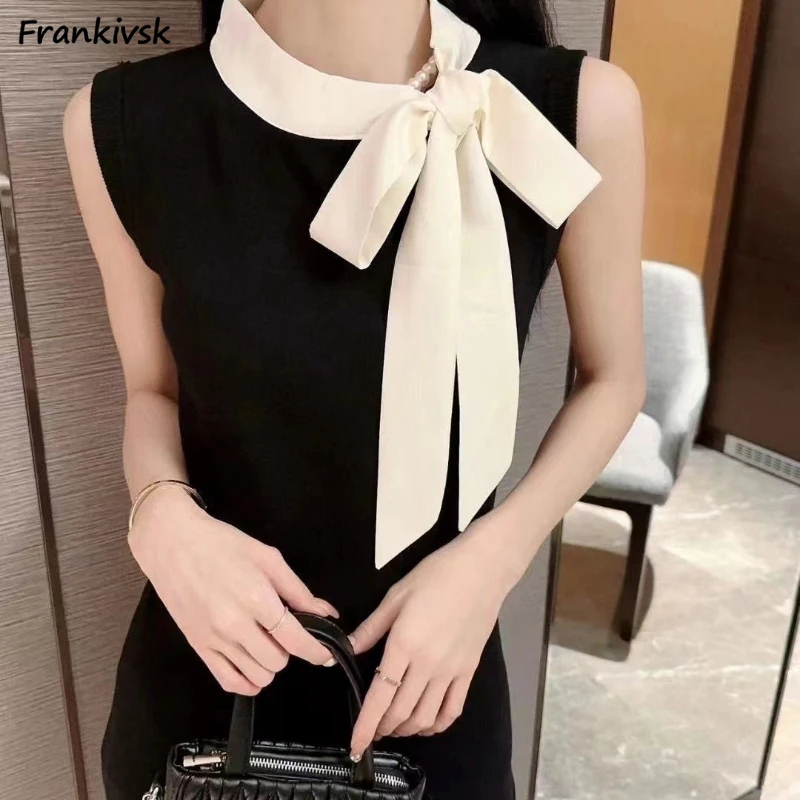 Elegant Dresses Women Summer Simple Casual Office Lady Lace Up Patchwork High Street Trendy Korean Style Comfortable Solid Fit