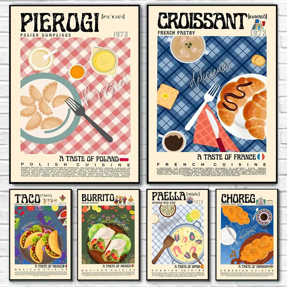 Pintura de Pizza Paella de comida, arte de pared de caligrafía, lienzo HD, pintura al óleo, carteles impresos, decoración para el hogar, dormitorio, sala de estar, regalo