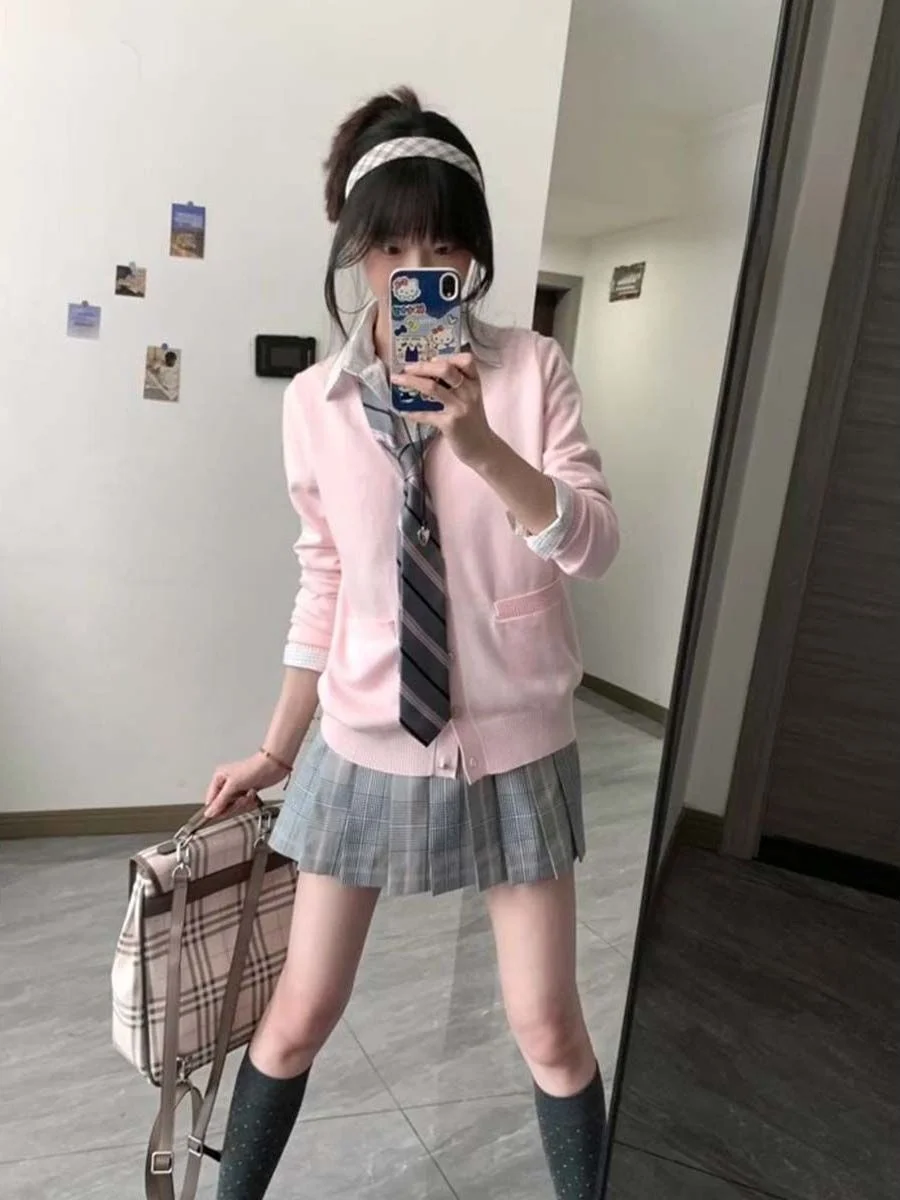 

Women's Knitted Cardigan Sweater Thi Long Sve Loose Fit Autumn Winter Warm Outerwear Pink V-Ne Button-Up Casual Sle