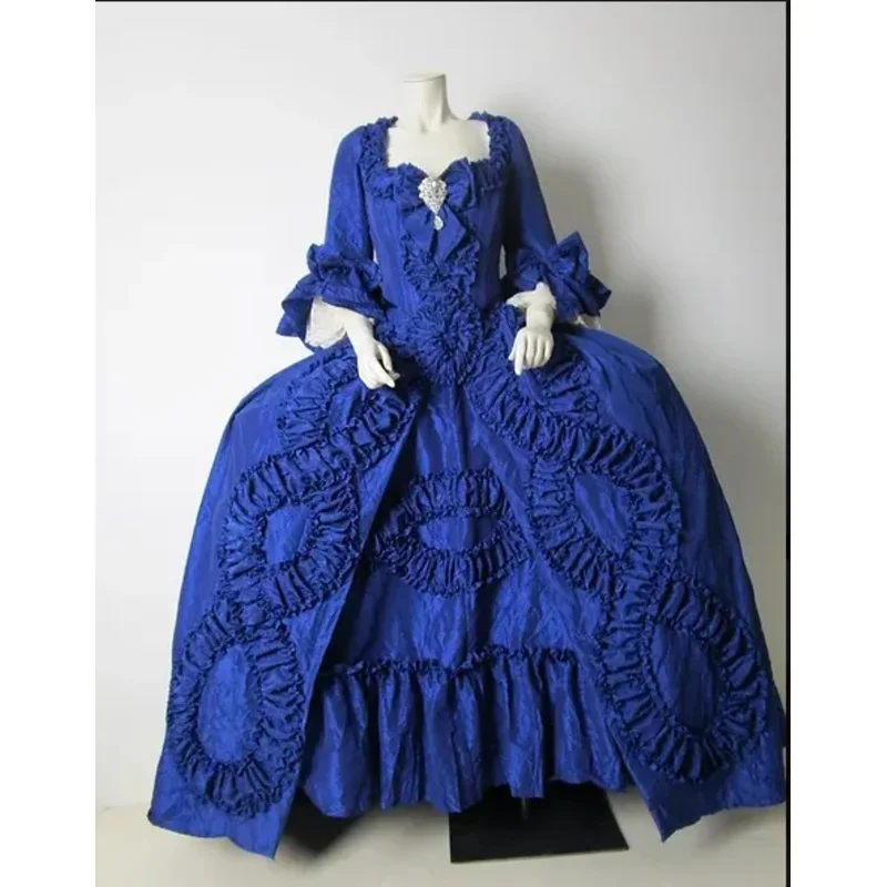 Women's Black/Blue  Rococo Marie Antoinette Gown Dress French Royal Queen Dress 18th Century Dress Gothic Vampire Wedding Dress