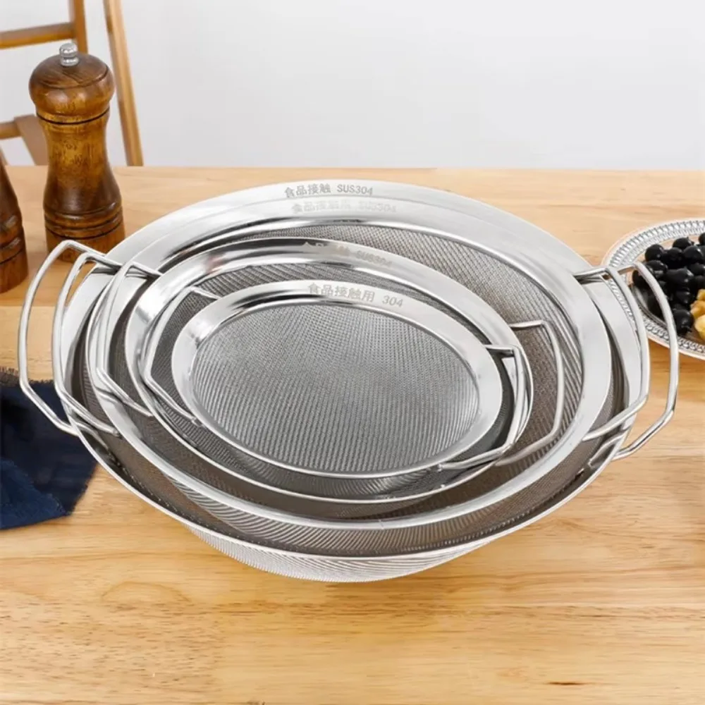 

Stainless Steel Strainer Basket Fine Mesh Large Juice Rice Flour Sieve Multi-size with Double Handles Food Filter Drainer
