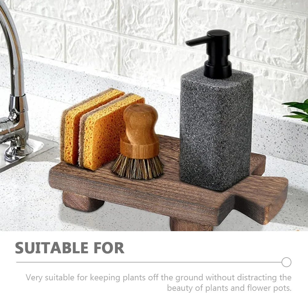 

Wooden Base Soap Rack Holder Compact Indoor Garden Living Small Footstool Room Plant Pot Display Stool Footstool