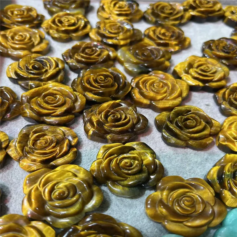 Natural crystal tiger's eye Donglin Jade flower home decoration