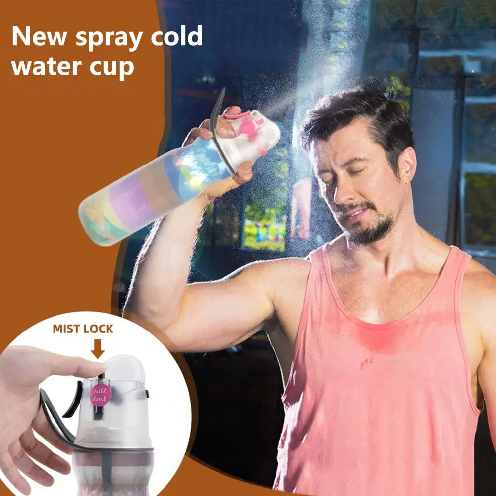 590ML Mist Spray Water Bottle 3 Layers Insulated Large Capacity BPA-Free Portable Leak-proof Travel Gym Sports Workout Bottle