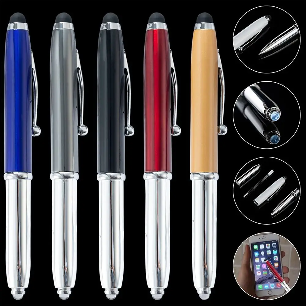 

3PCS 3-in-1 With LED Light Construction Tools Outdoor Tool Multi-function Pen Ballpoint Pen Capacitive Pen