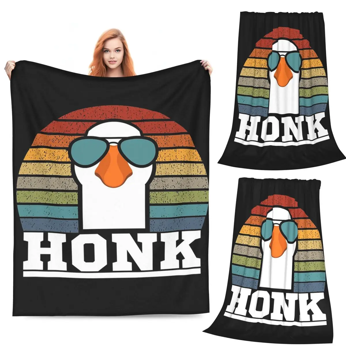

Funny Retro Pilot Goose Blanket Flannel Sofa Throw Blanket Super Soft for Couch Bedding Travel Throws Bedspread Quilt