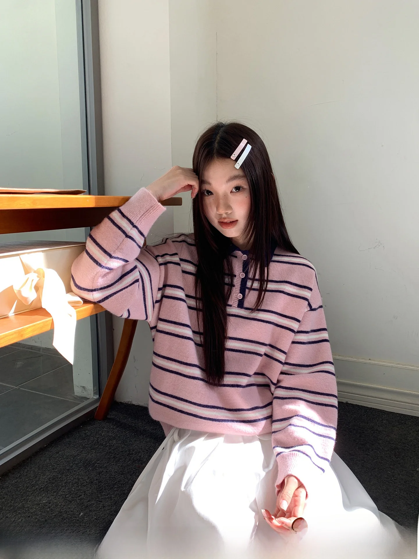 

Высококачественный женский свитер в стиле ретро с полосками, свободного кроя, в стиле колор-блок, модный весенний трикотаж