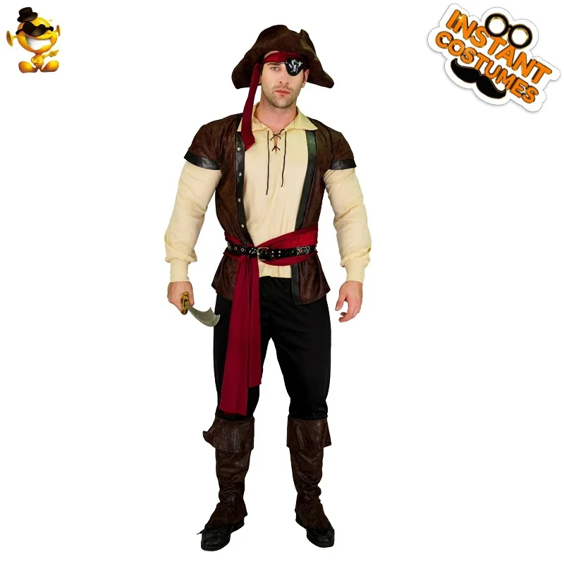 

Halloween Pirate Costume Men Adult Medieval Viking Cosplay Anime Show Stage Performance Clothes Festival Party Outfit Hat Pants