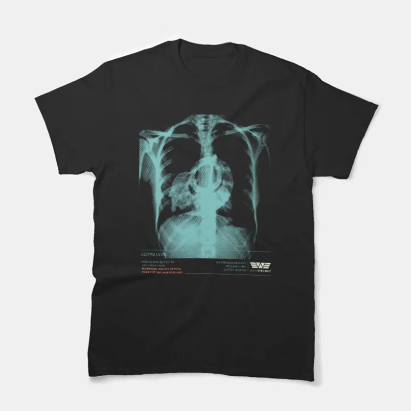 Alien Queen Chestburster Scan Xenomorph X-ra, alien vs predator Alien Radiography horror movie printed t-shirt plus size tee