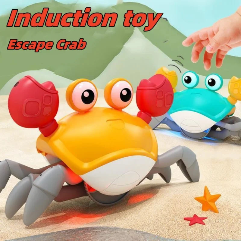 Induction Crawling Crab Toy, Automatic Obstacle Avoidance Electric Light Music Rechargeable Kids Toy