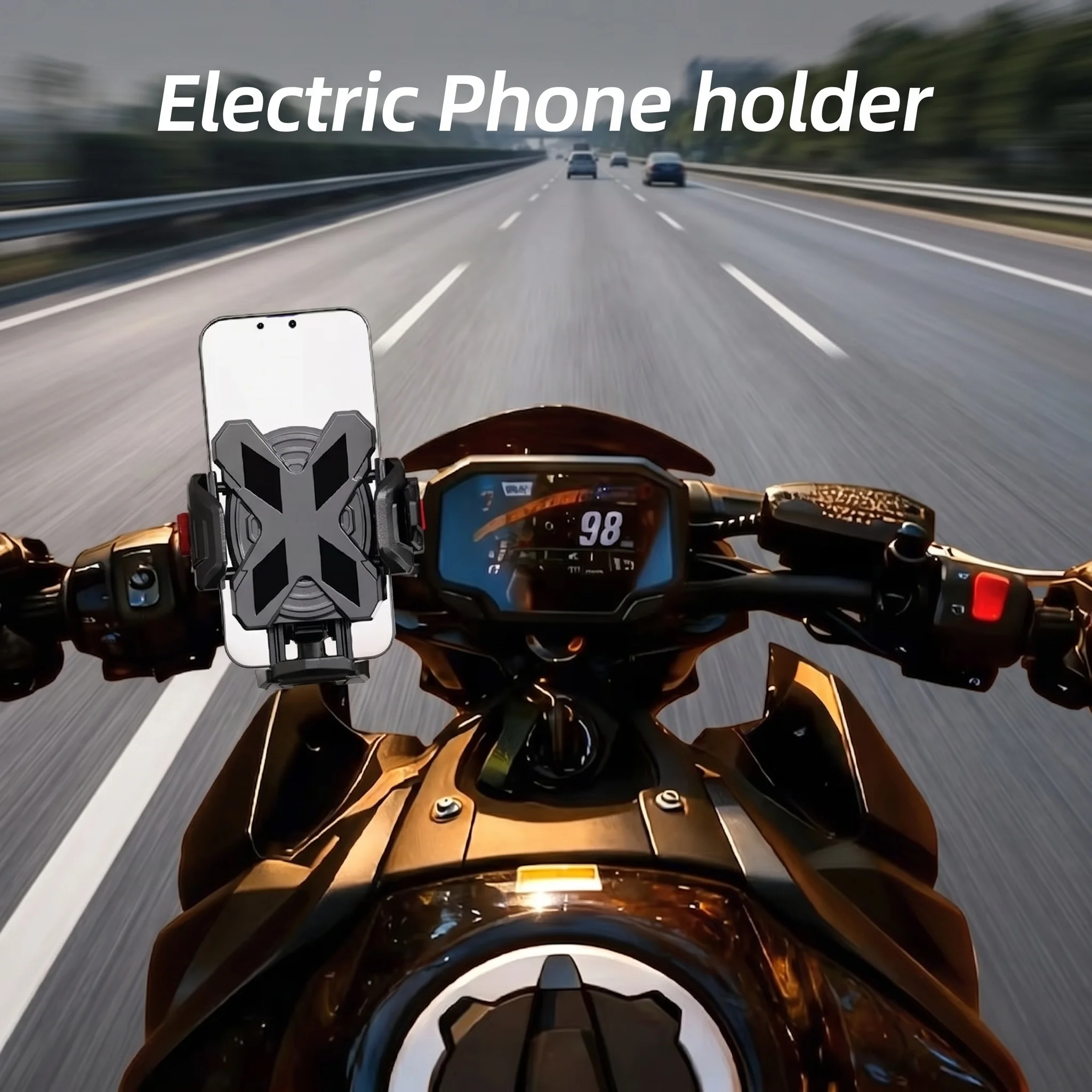 outdoors Electric VehiclesAnti-Shock Phone Holder for motorcycle Metal Clamp Arm High-Damping Anti-Vibration Phone Mount