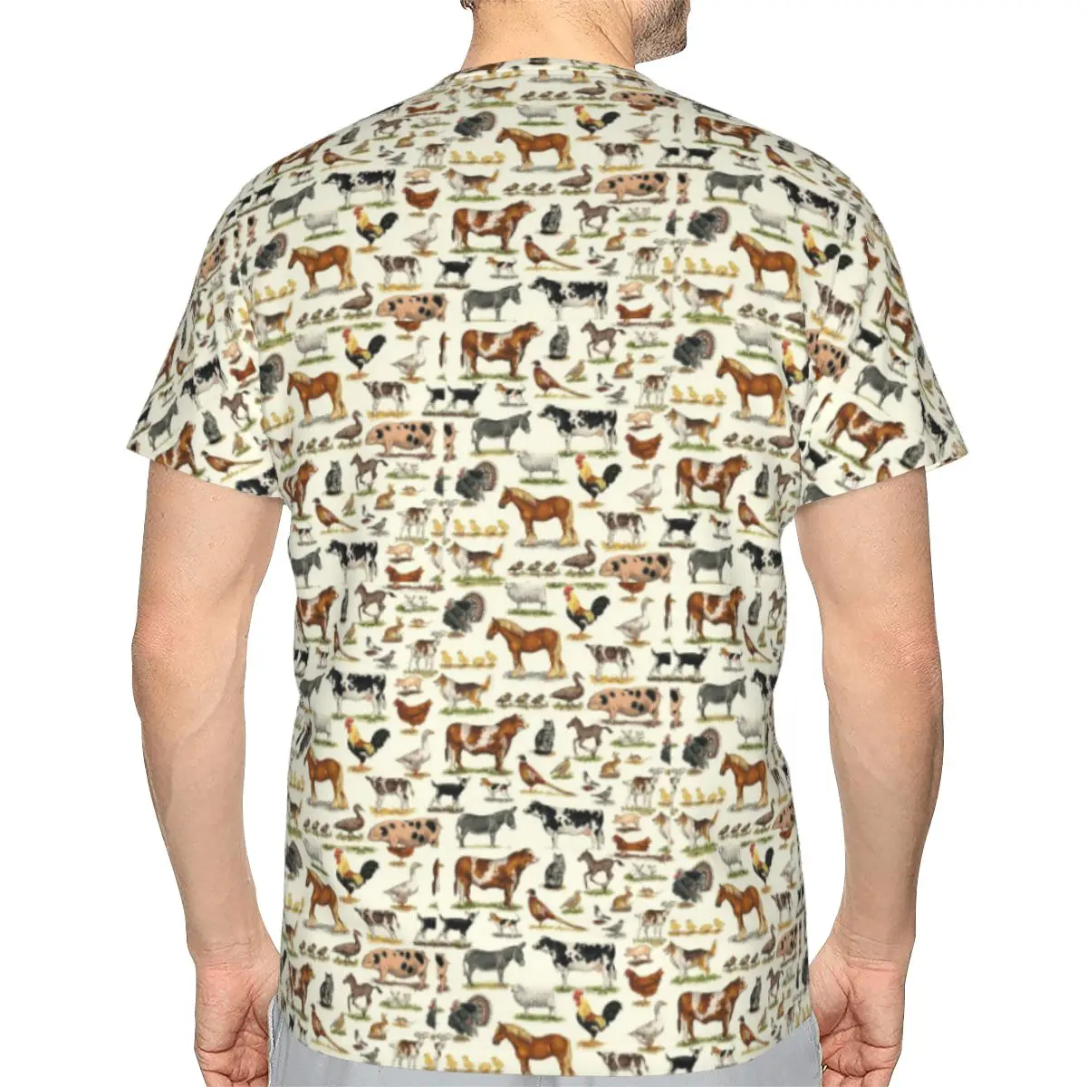 Country Farm Animals Farmhouse Village Pet 100% Cotton T-Shirt Men'sFashion T Shirts Men O-Neck Short Sleeve