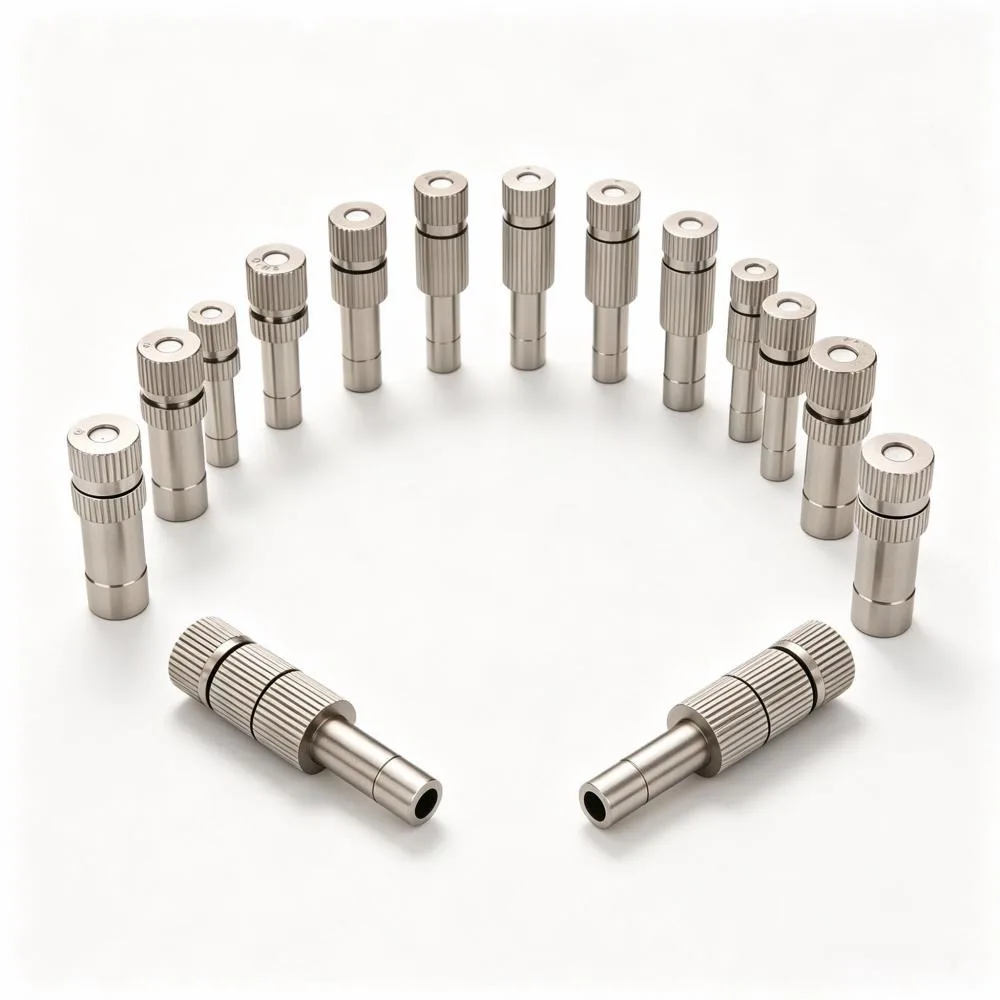 50PCS 8mm Slip Lock Fog Misting Nozzle Low Pressure Quick Connect Sprayer for Greenhouse Garden Patio Cooling Irrigation