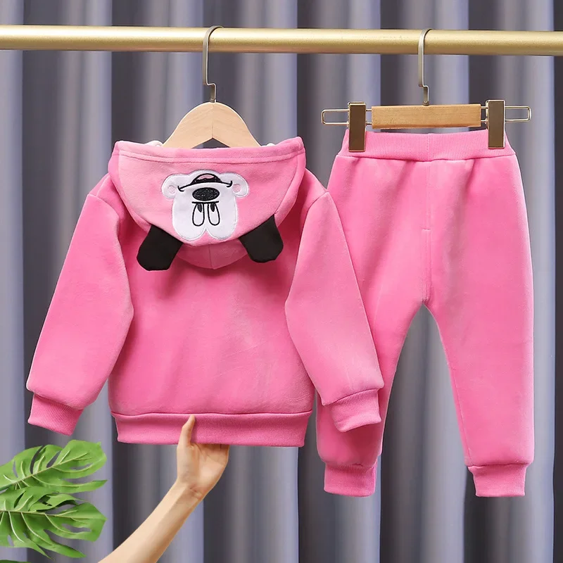 Baby Sets Girls Minnie Mickey Clothing Set Cartoon Hooded Outerwear Tops Pants 2Pcs Sport Suit Infant Kid Clothes Autumn Winter