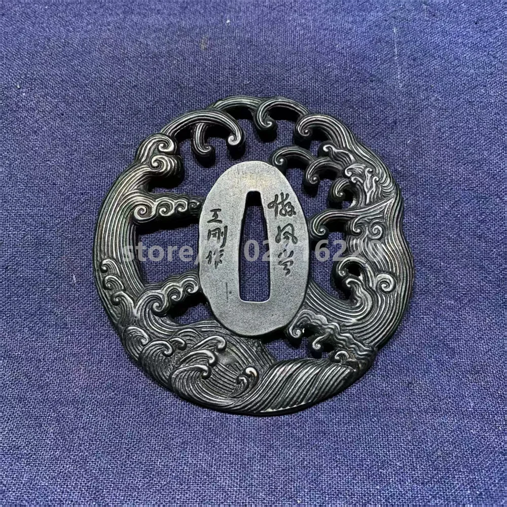 Nice Carving Stainless Steel Tsuba Handguard Fuchi Kashira Brass Feather Menuki For Japanese Japan Samurai Katana Sword Fittings