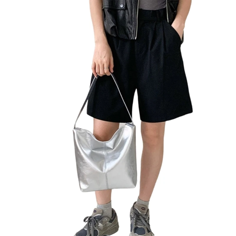 E74B Damen Tasche Ästhetische Umhängetasche Modische Unterarmtasche PU Leder Achseltasche Trend Handtaschen Einkaufstasche