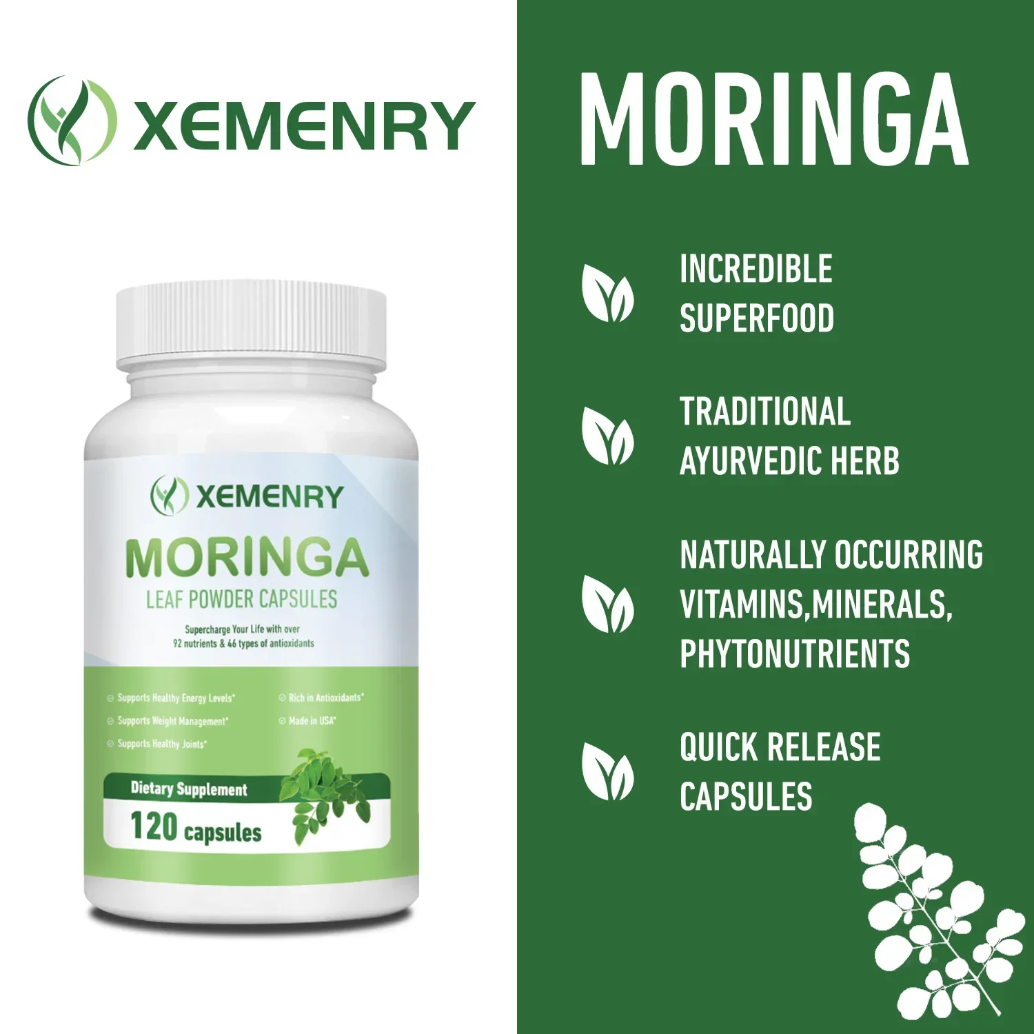 Moringa - Boosts Metabolism and Digestion, Supports Cardiovascular Health, Antioxidant