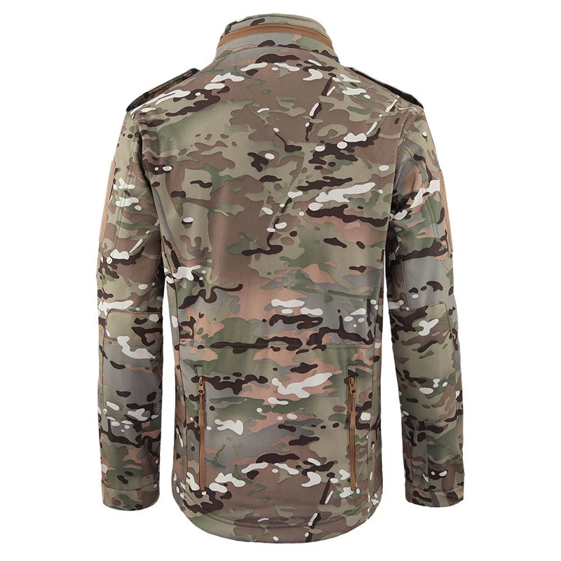 Men's Fleece Soft Shell Tactical Jacket Outdoor Waterproof Warm Multiple Pockets Camouflage Hooded Coats Male Military Jackets